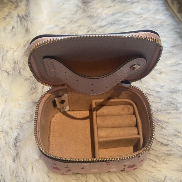 💓🌟KATE SPADE STACI TWINKLE PINK MULTI PRINT TRAVEL LEATHER JEWELRY BOX 🌟💓 - Picture 5 of 8